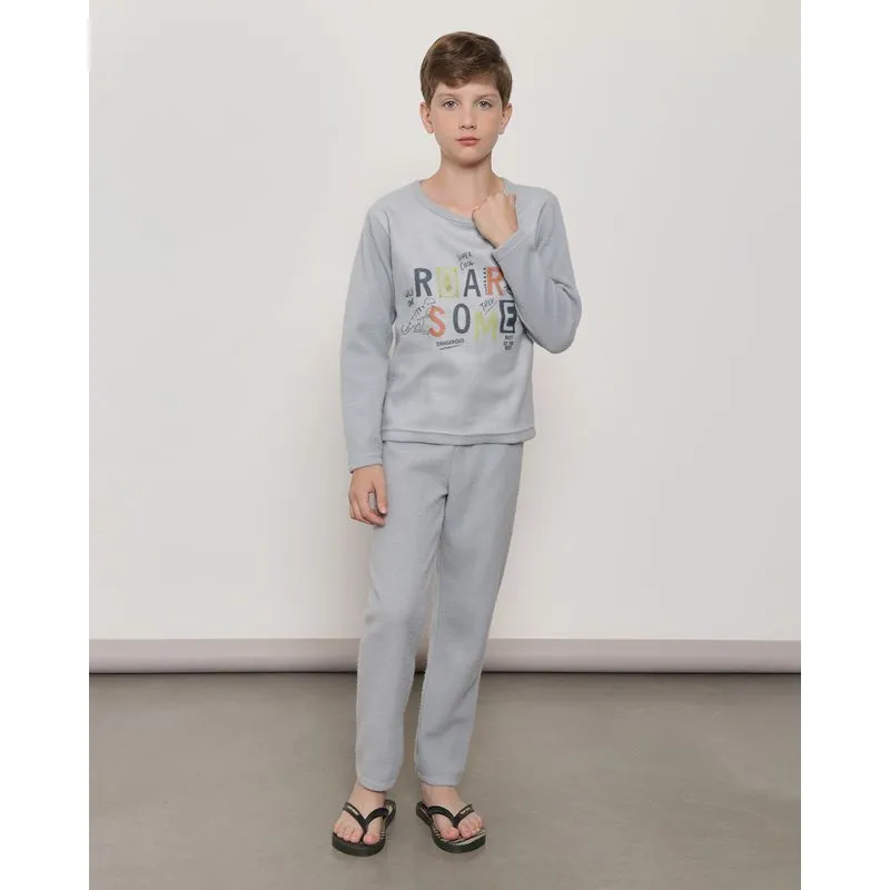 Pijama Juvenil Soft Com Estampa Cinza 10
