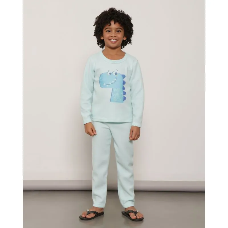 Pijama Infantil Longo Estampa Dinossauro Verde 8