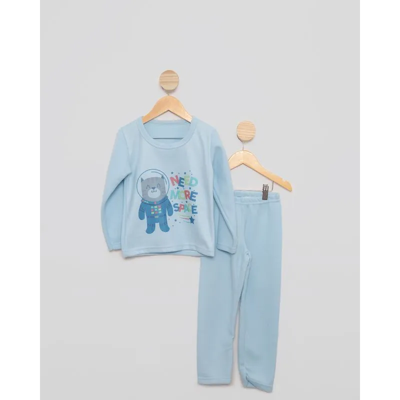 Pijama Infantil Soft Manga Longa Estampa Astronauta Azul 6