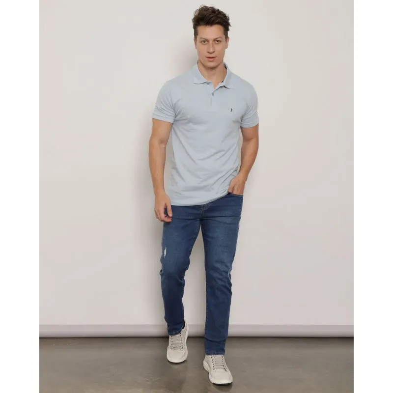 Calça Jeans Masculina Slim Com Bolso Azul 48