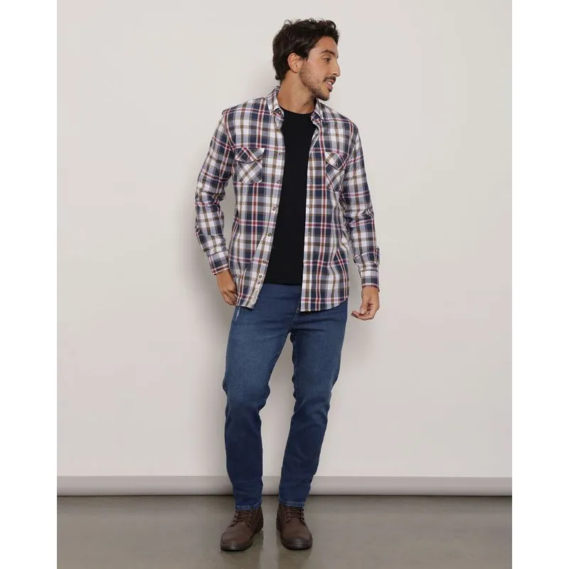 Calça Jeans Masculino Slim Com Puídos Azul 48