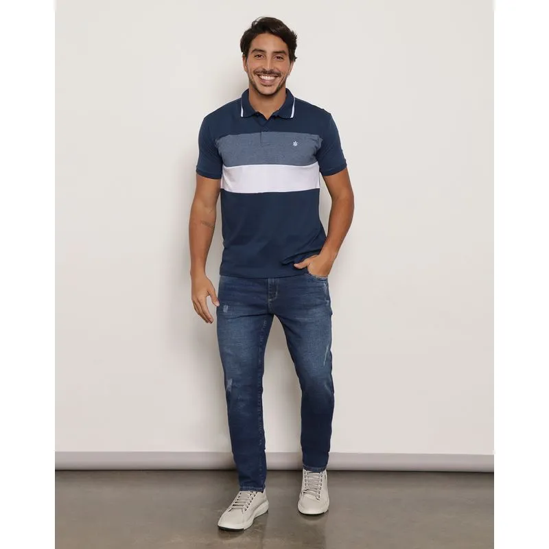 Calça Jeans Masculina Slim Puídos Azul 42