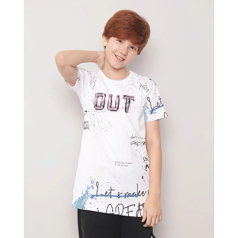 Camiseta Juvenil Menino Estampada Branca 12