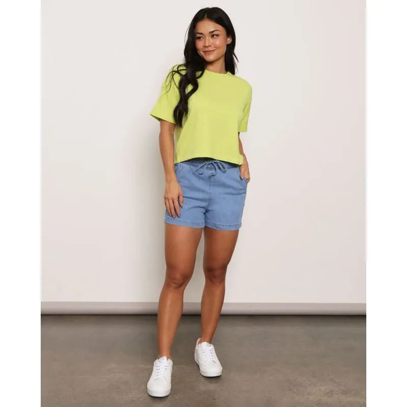 Short Jeans Feminino Clochard com Amarração Azul 44