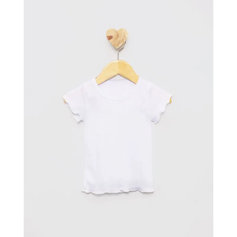 Blusa Bebê Manga Curta Canelada Branca 2