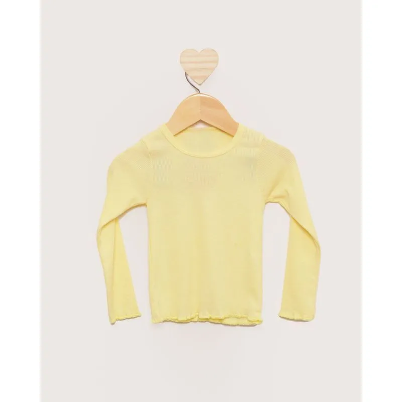 Blusa Infantil Manga Longa Canelada Amarelo Claro 3