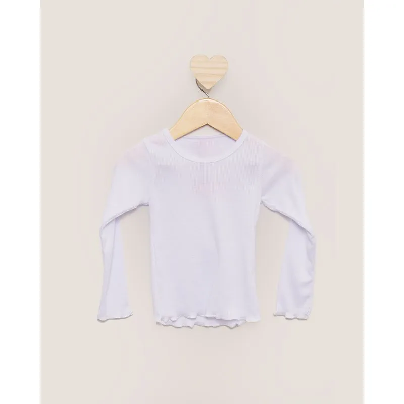Blusa Bebê Manga Longa Canelada Branco 2