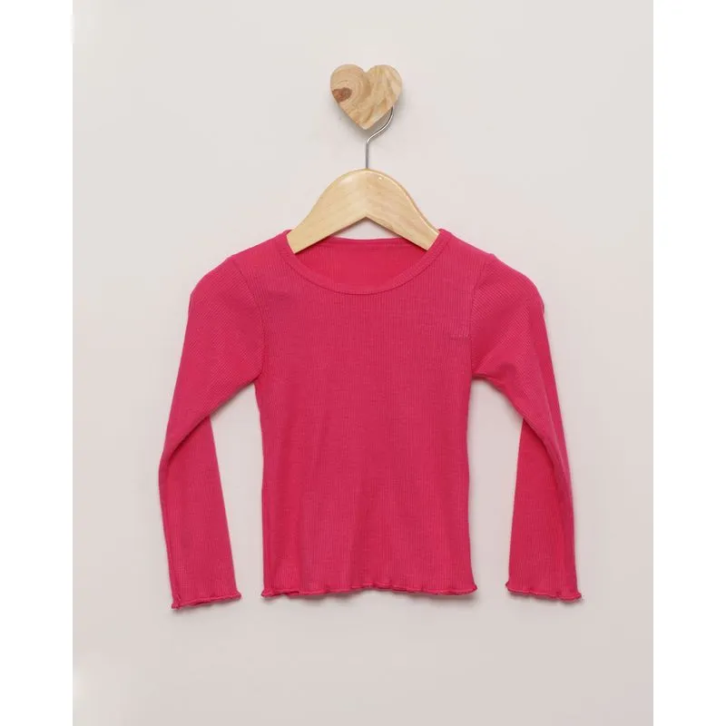 Blusa Bebê Manga Longa Canelada Rosa 2