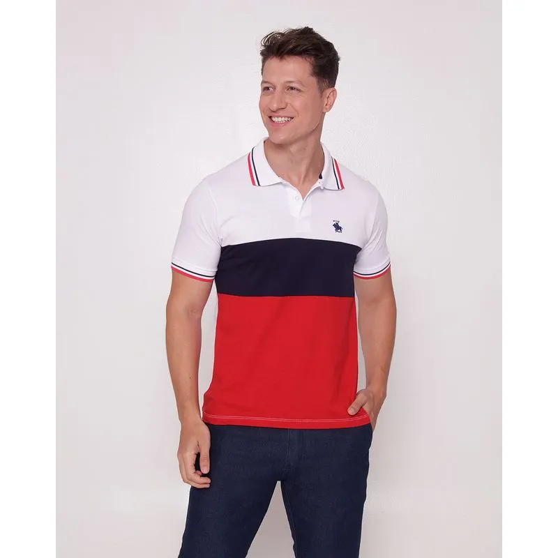 Camisa Polo Masculina Com Estampa E Recortes Manga Curta Branca M