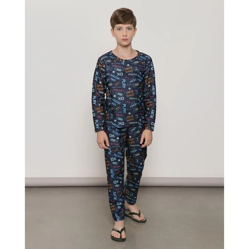 Pijama Juvenil Longo Estampa Divertida Soft Preto 12