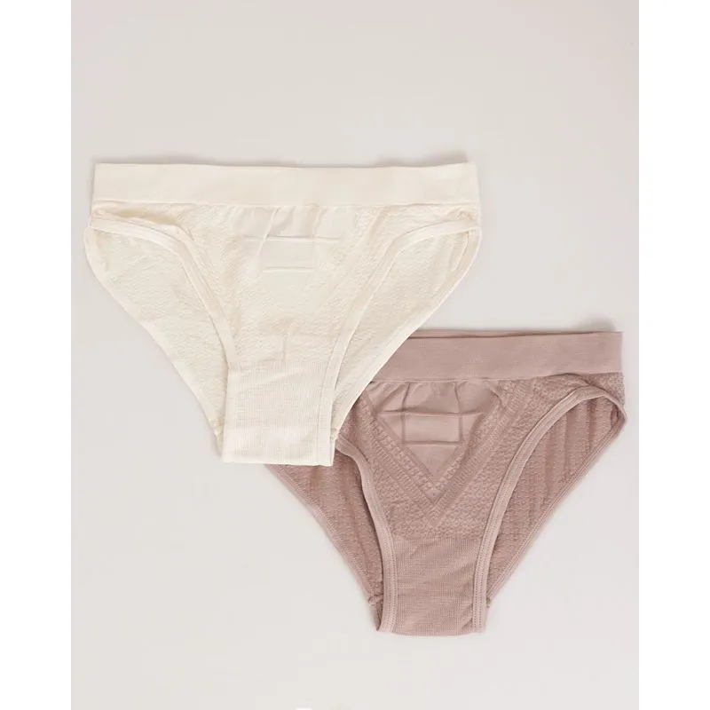 Kit 2 Calcinha Feminina DelRio Microfibra Texturizada Sem Costura Bege Off White P