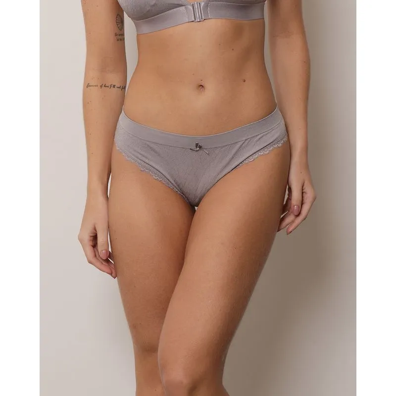 Calcinha Feminina Zee Rucci Sem Costura Biquíni Renda Cinza P
