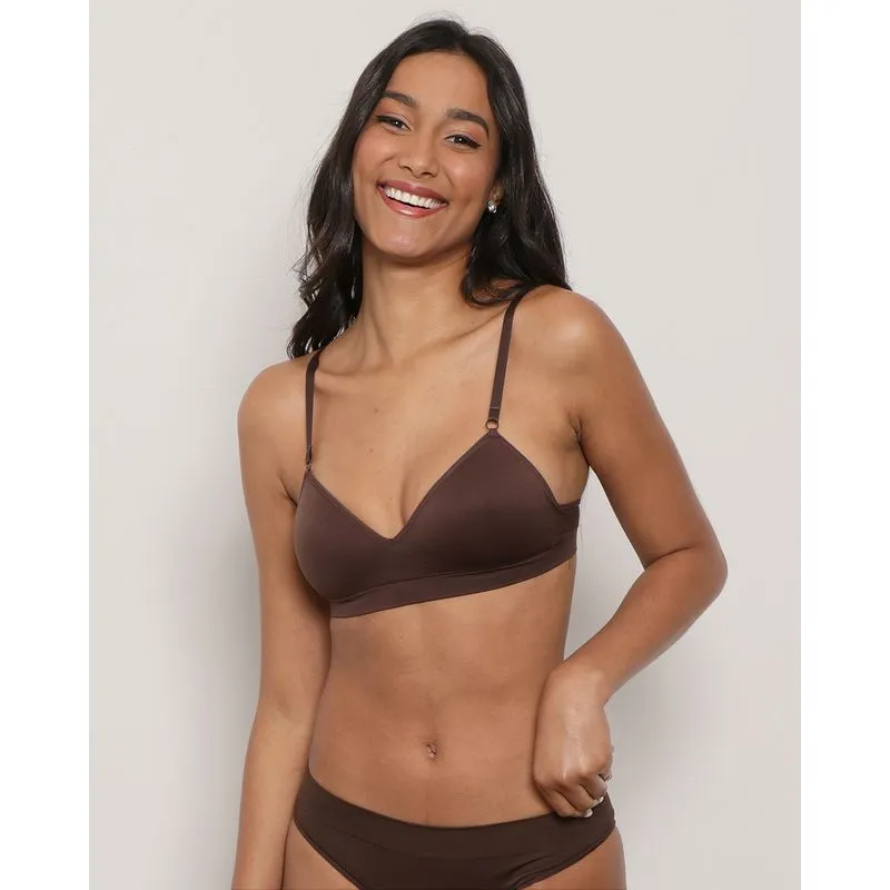 Sutiã Feminino Zee Rucci Com Bojo sem Costura Marrom 44