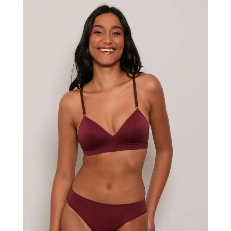 Sutiã Feminino Zee Rucci Com Bojo sem Costura Vinho 40