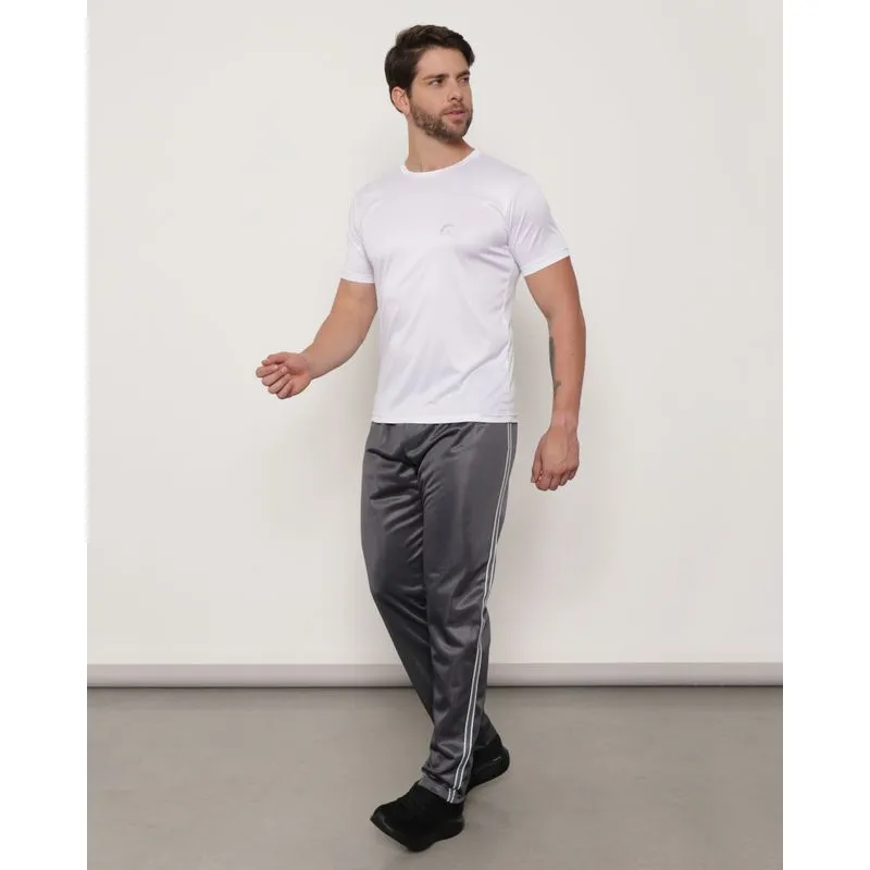Calça Masculina Esportiva Reta Helanca Cinza G