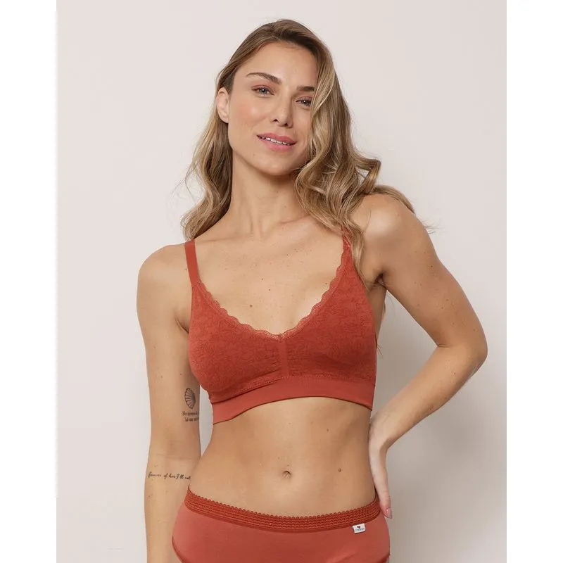 Sutiã Top Feminino Triangulo Bojo Removível Terracota M
