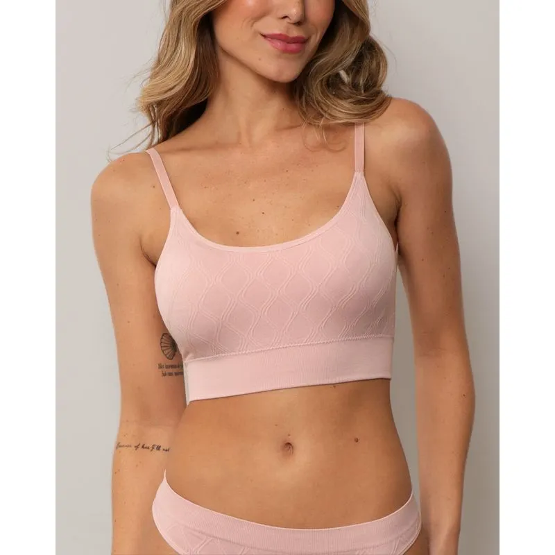 Sutiã Top Feminino Zee Rucci Sem Costura Texturizado Rosa GG