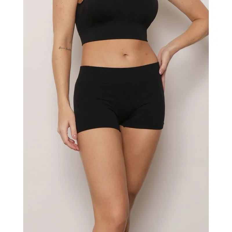 Calcinha Feminina Zee Rucci Boxer Sem Costura Texturizada Preta GG