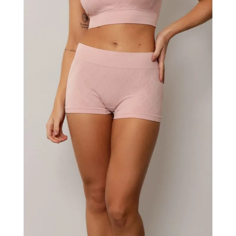 Calcinha Feminina Zee Rucci Boxer Sem Costura Texturizada Rosa GG
