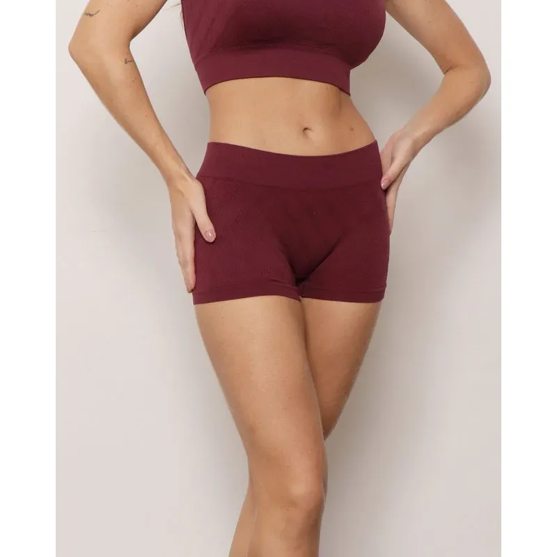 Calcinha Feminina Zee Rucci Boxer Sem Costura Texturizada Vinho G