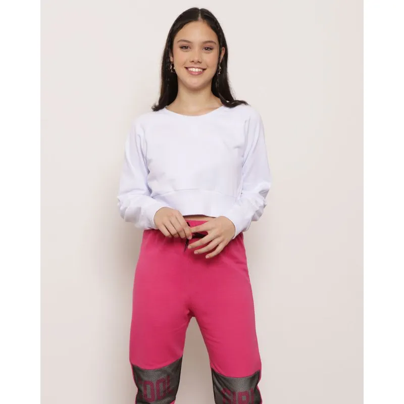 Blusa Moletom Juvenil Manga Longa Branca 10