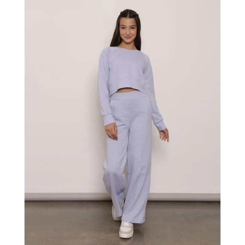 Calça Moletom Juvenil Wide Leg Lilás 16