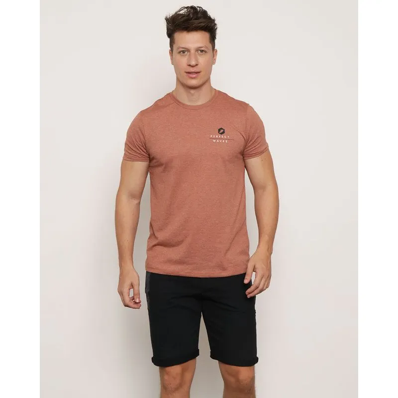 Camiseta Masculina Surf Manga Curta Estampa Marrom M