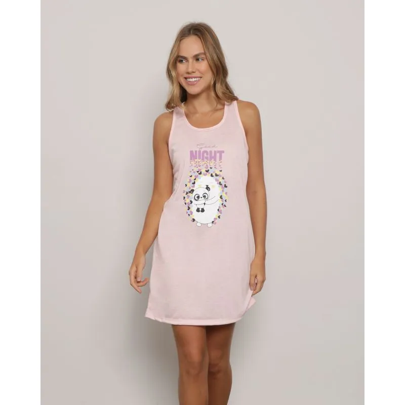 Camisola Feminina Regata Estampa Good Night Rosa G