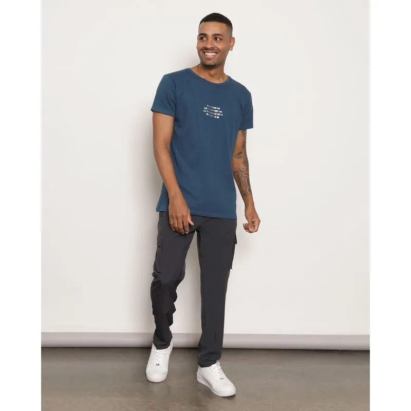 Calça Masculina Reta Bolso Cargo Com Cordão Cinza P
