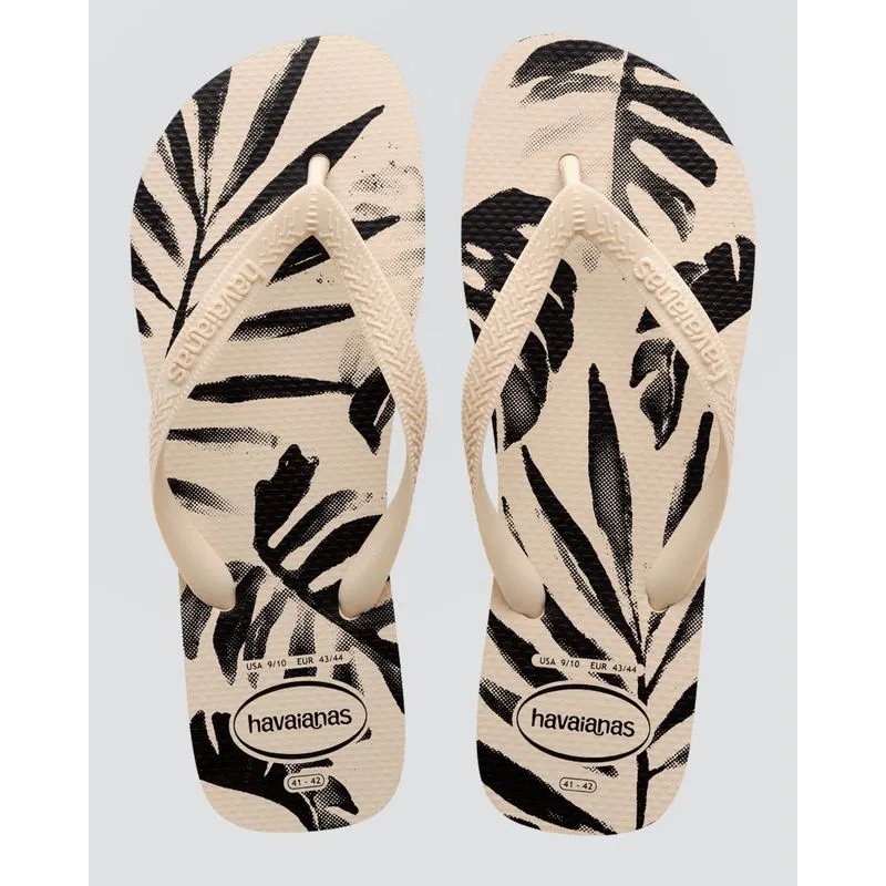 Chinelo Masculino Havaianas Aloha Estampa Folhagem Bege 39/40