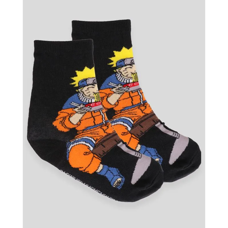 Meia Infantil Cano Longo Naruto Preta 34 A 39