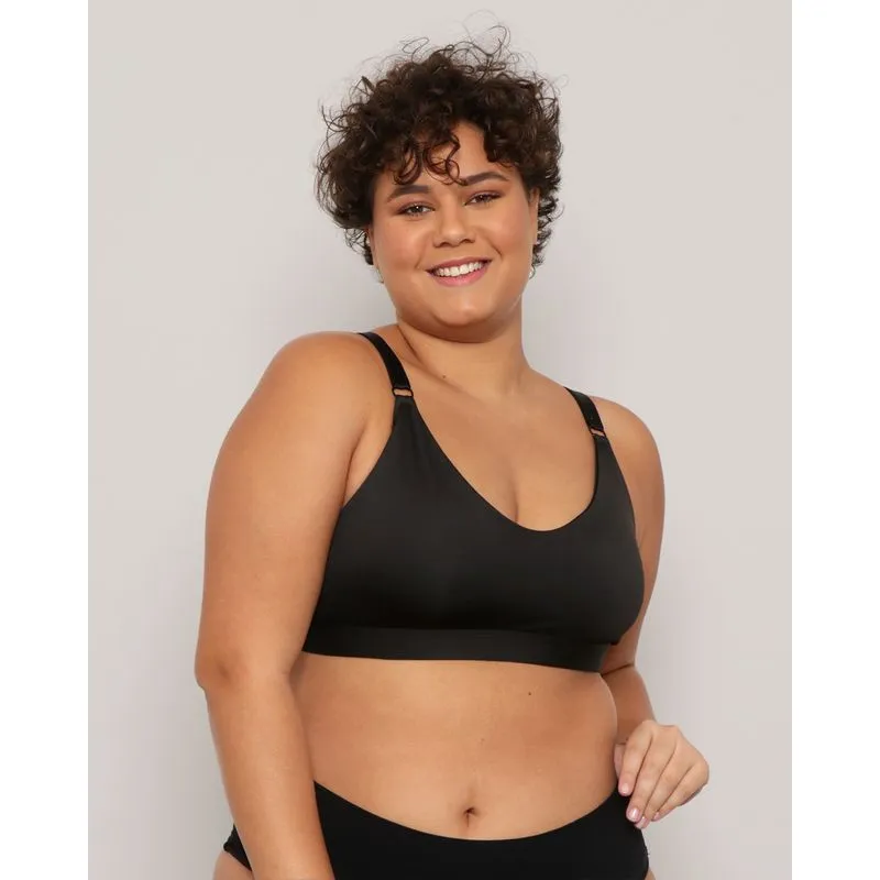 Sutiã Plus Size Feminino Top Sem Bojo Preto 46