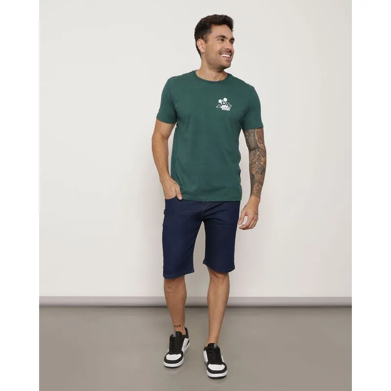 Bermuda Jeans Masculina Com Bolso Reta Azul Escuro 46