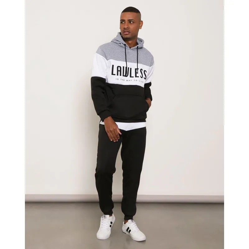 Calça Moletom Masculina Jogger Recortes Preta G
