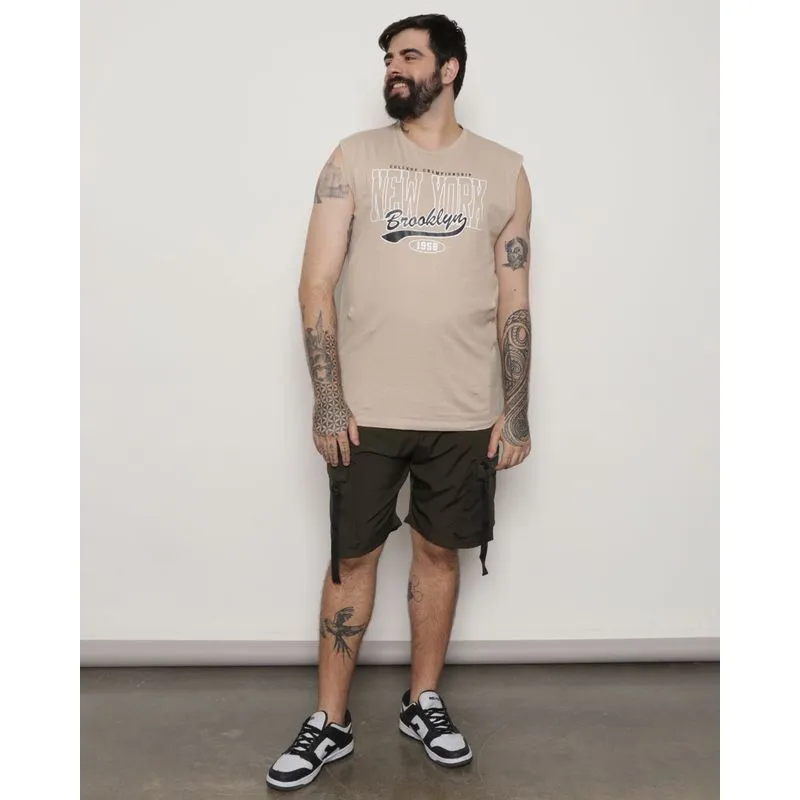 Bermuda Plus Size Masculina Bolso Cargo Com Zíper Verde G3