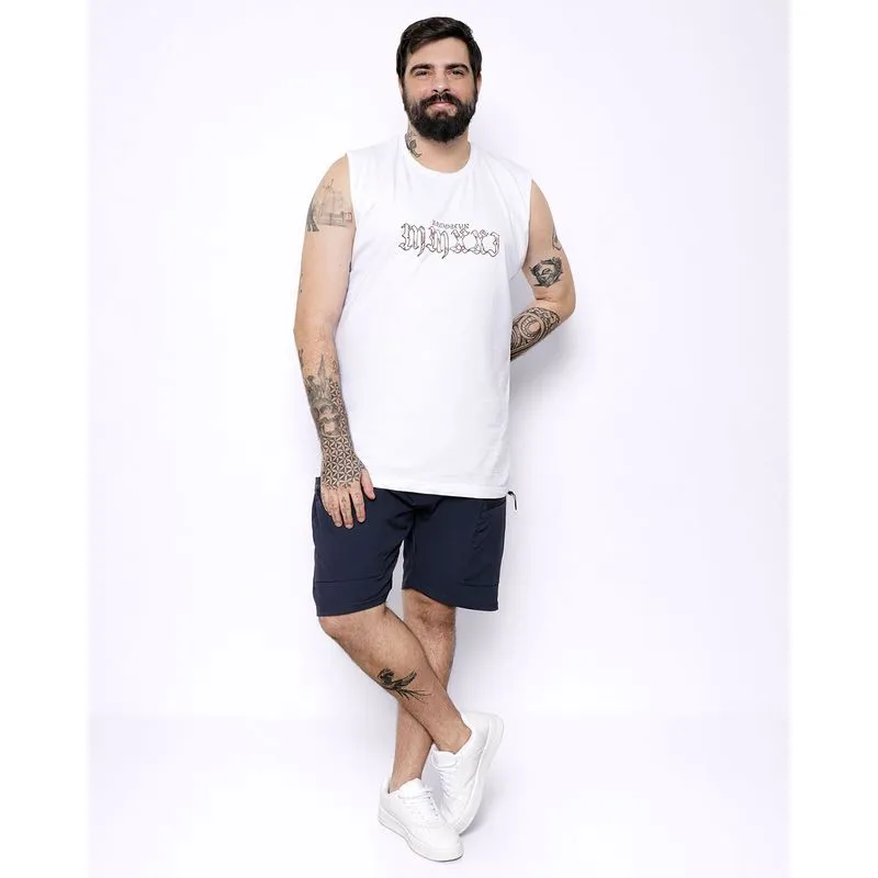 Bermuda Plus Size Masculina Reta Bolsos Com Zíper Marinho G1