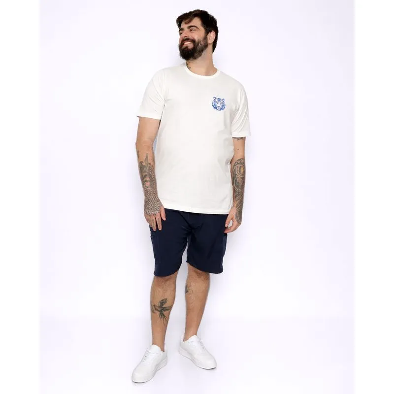 Bermuda Plus Size Masculina Reta Bolso Cargo Com Zíper Marinho G1