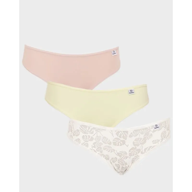 Kit 3 Calcinhas DelRio Biquíni Microfibra Rosa Bege Mescla G