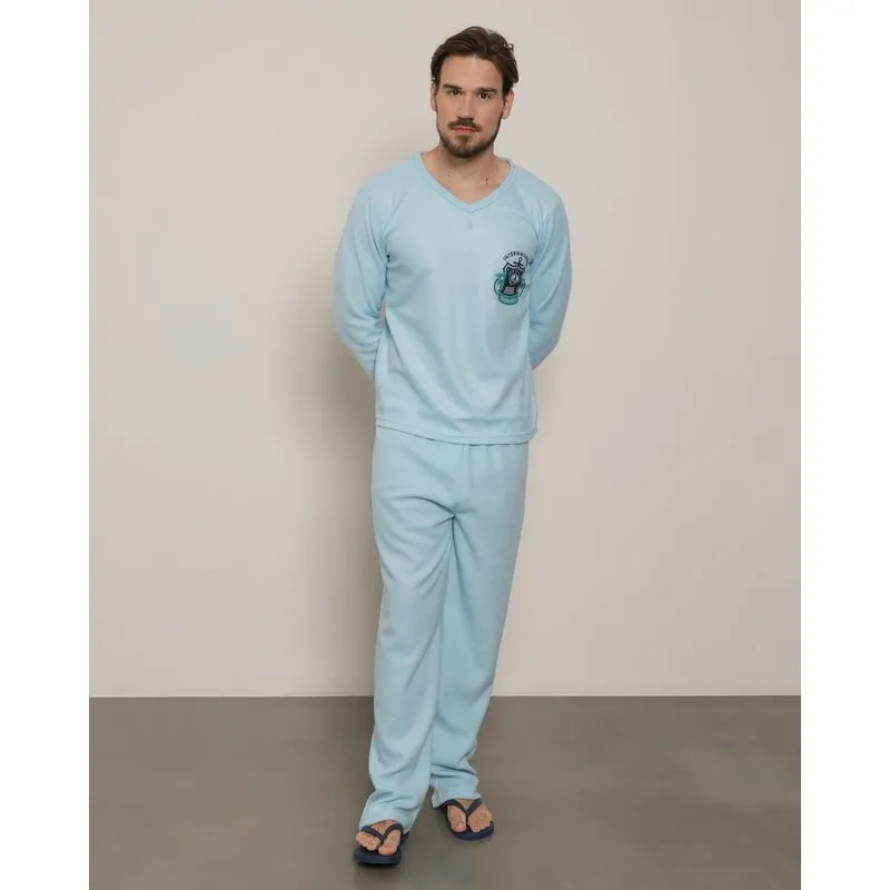 Pijama Masculino Longo Estampa Náutica Soft Azul M