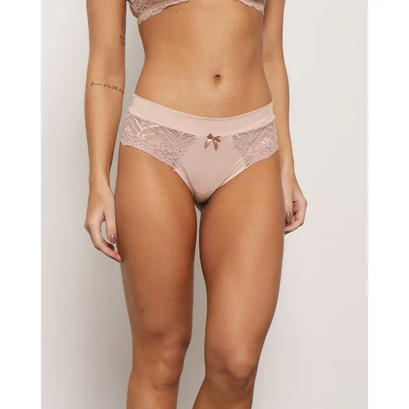 Calcinha Feminina Alta Com Renda Bege GG