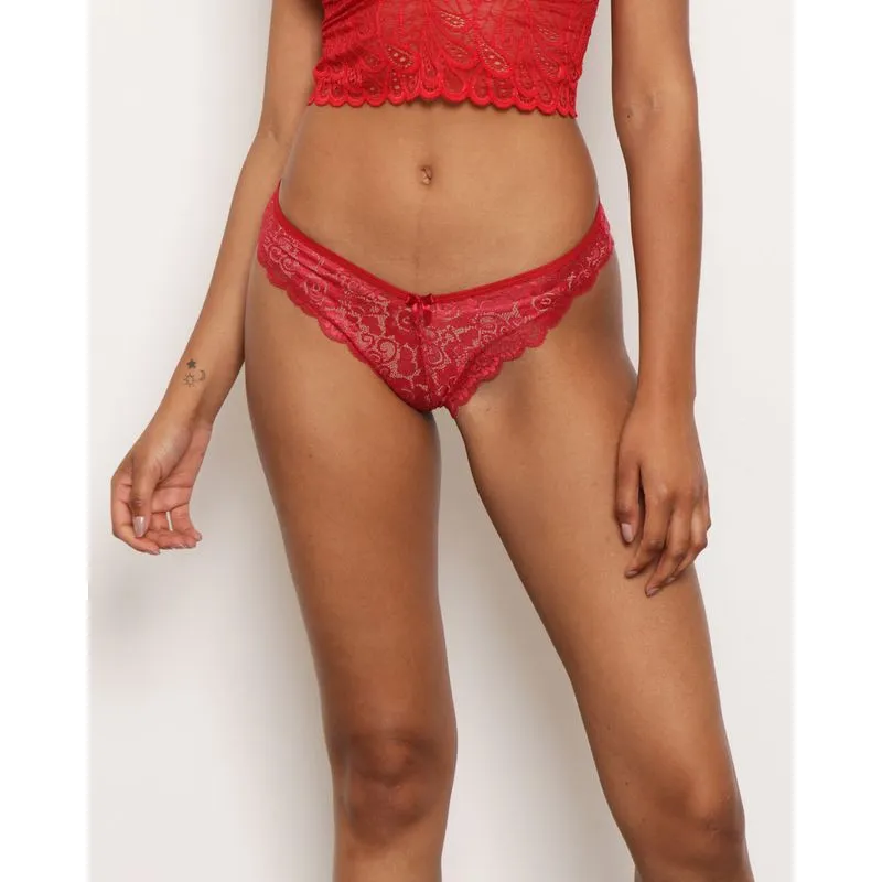 Calcinha Feminina Biquíni Renda Vermelho M