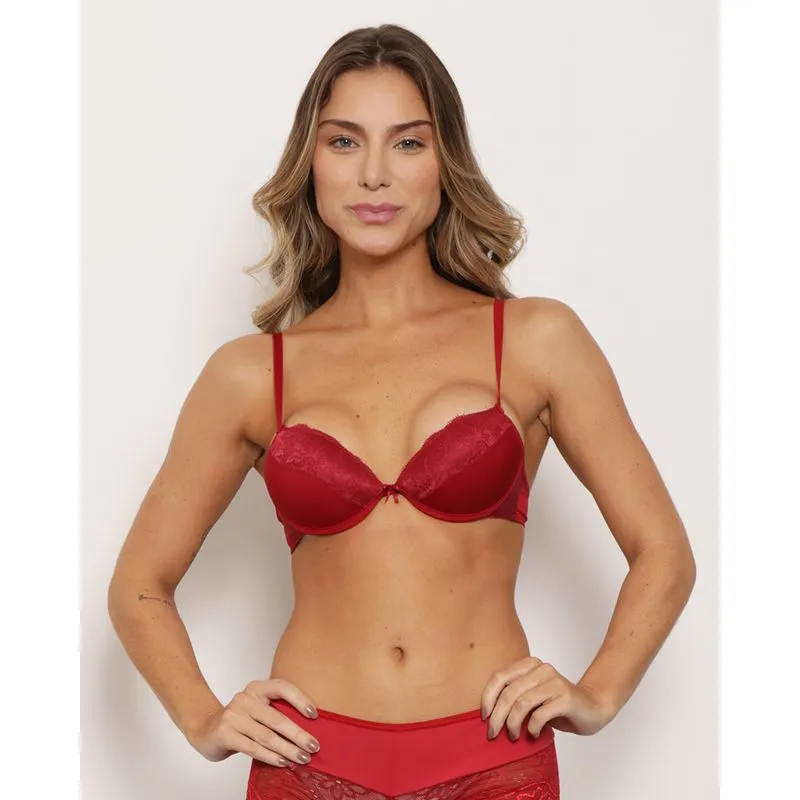 Sutiã Feminino Base Com Bojo Renda Vermelho 44
