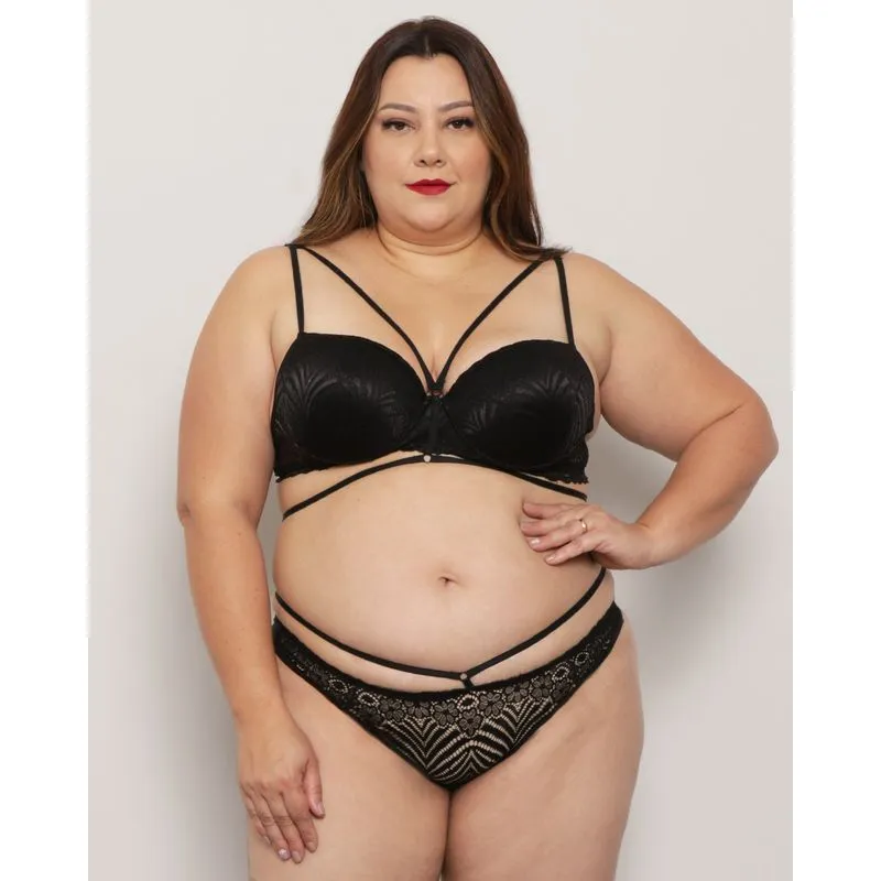 Sutiã Plus Size Feminino Com Base Strappy Preto UN