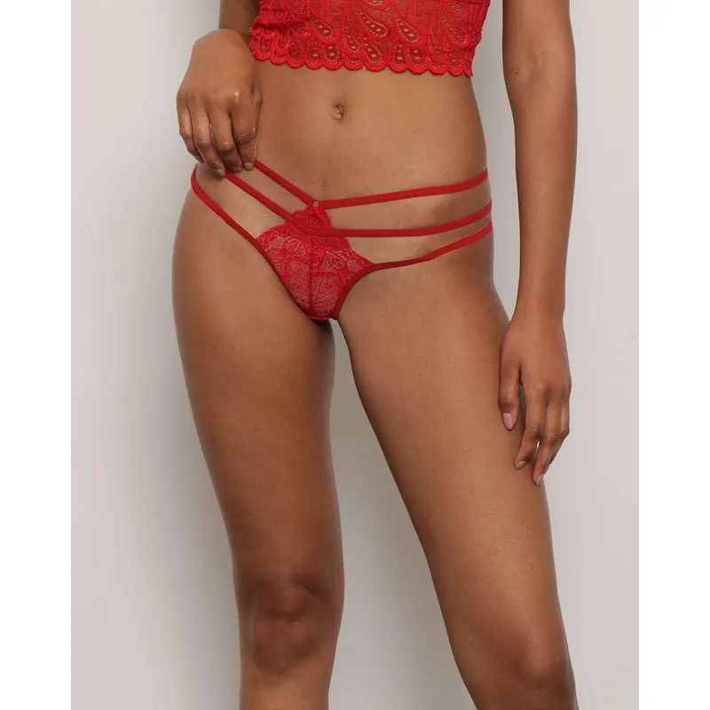 Calcinha Feminina String Fio Renda Vermelho M