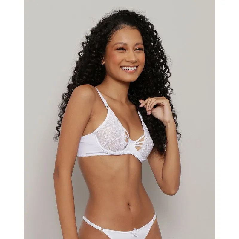 Sutiã Feminino Strappy Sem Bojo Renda Branco 42