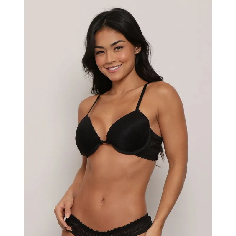 Sutiã Push Up Renda Com Bojo Preto 40