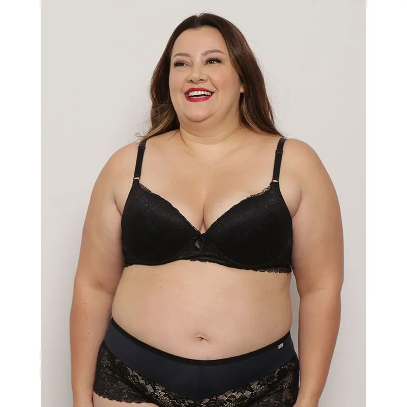 Sutiã Plus Size Feminino Com Base Renda Preto 46