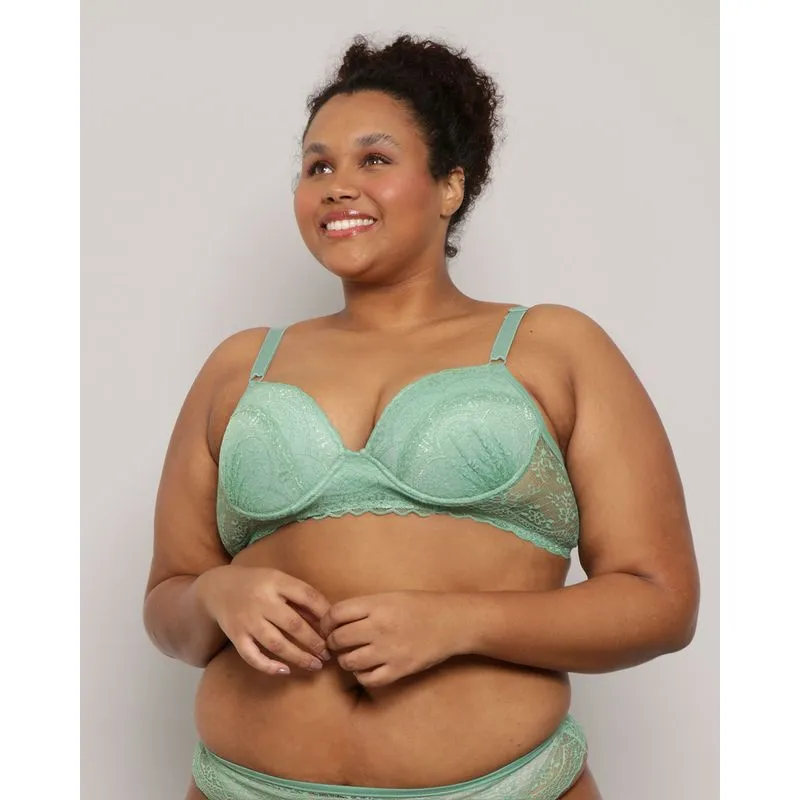Sutiã Plus Size Feminino Com Base Renda Verde 50