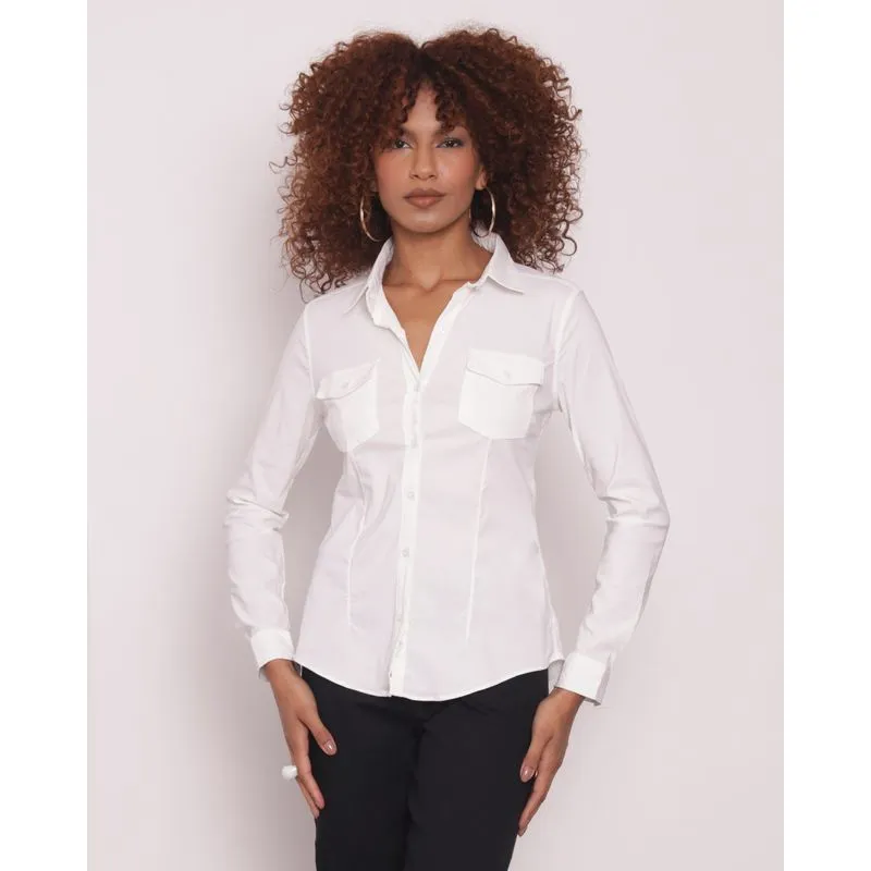 Camisa Feminina Manga Longa Off White M