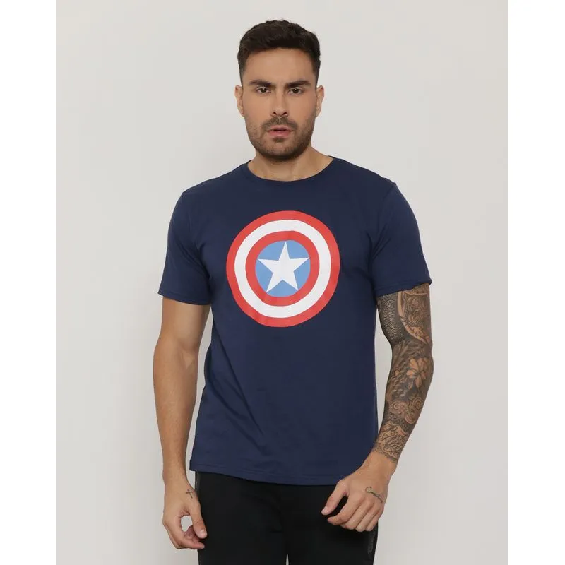 Camiseta Masculina Marvel Capitão América Marinho P